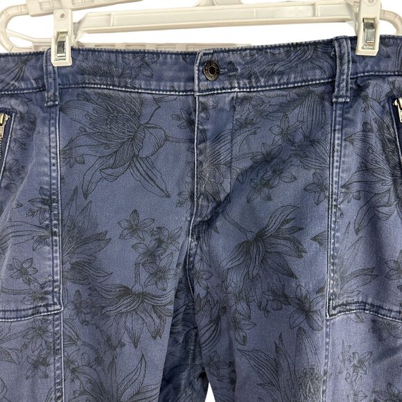 Gap Denim Legging Cargo Jeans Floral Pattern Size 16R Blue Made In Indonesia - Picture 9 of 9